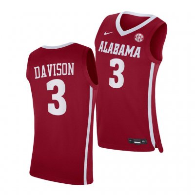 Men's Alabama Crimson Tide #3 JD Davison Red 2021-22 NCAA College Basketball Jersey 2403XJEM8